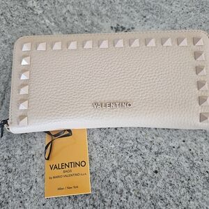 Valentino Cream Studded Women's New Leather Wallet By Mario Valentino